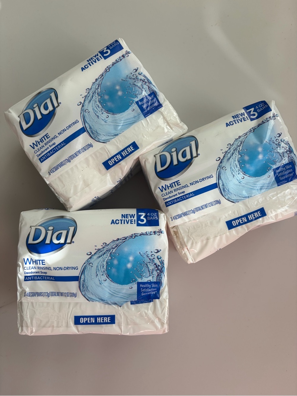 DIAL White Antibacterial Clean Rinsing Soap Bars- in packages 9 Bars Total
